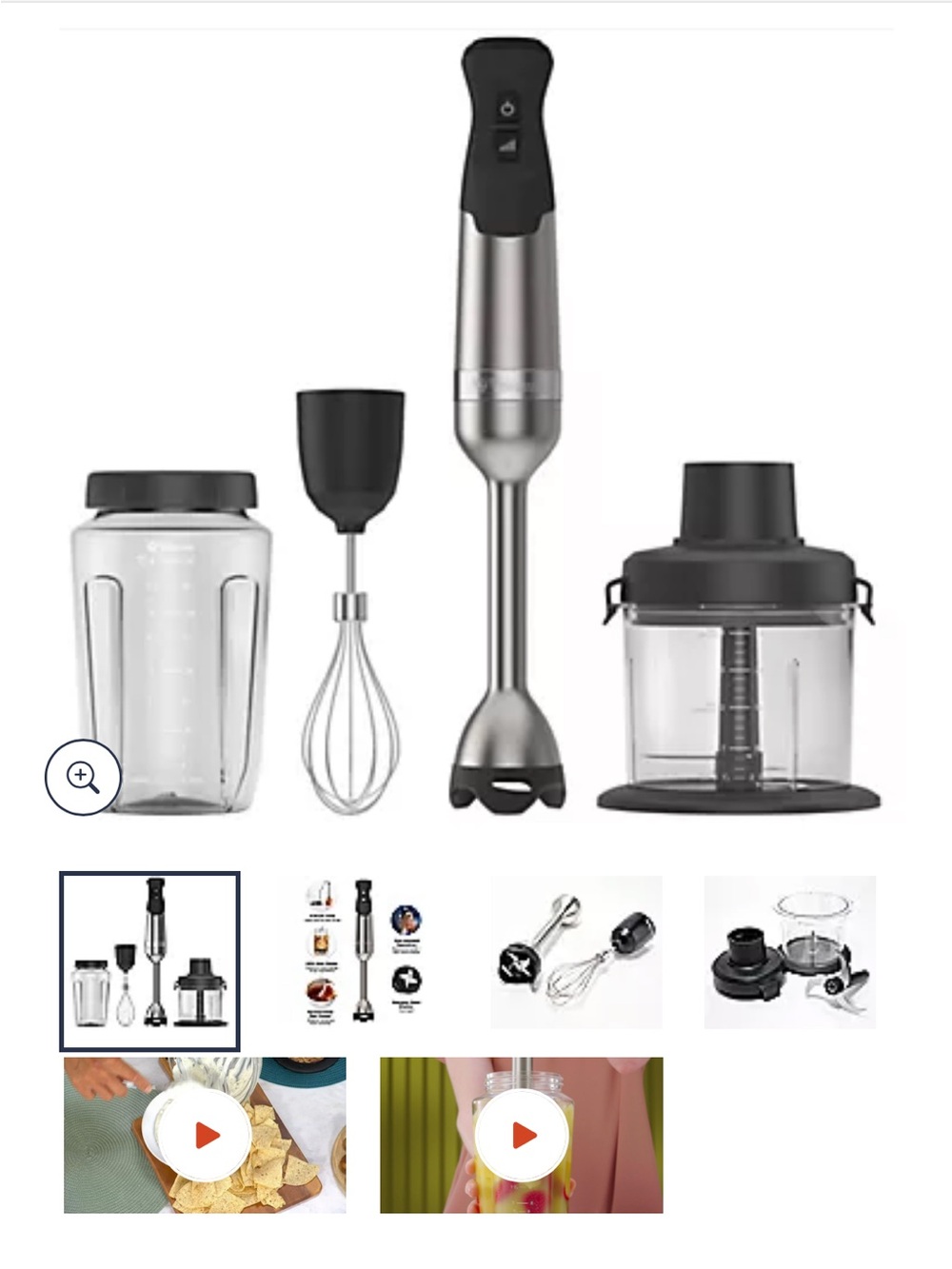 Vitamix Hand Immersion Blender Set with Chopper & Whisk - Black/Silver brand new